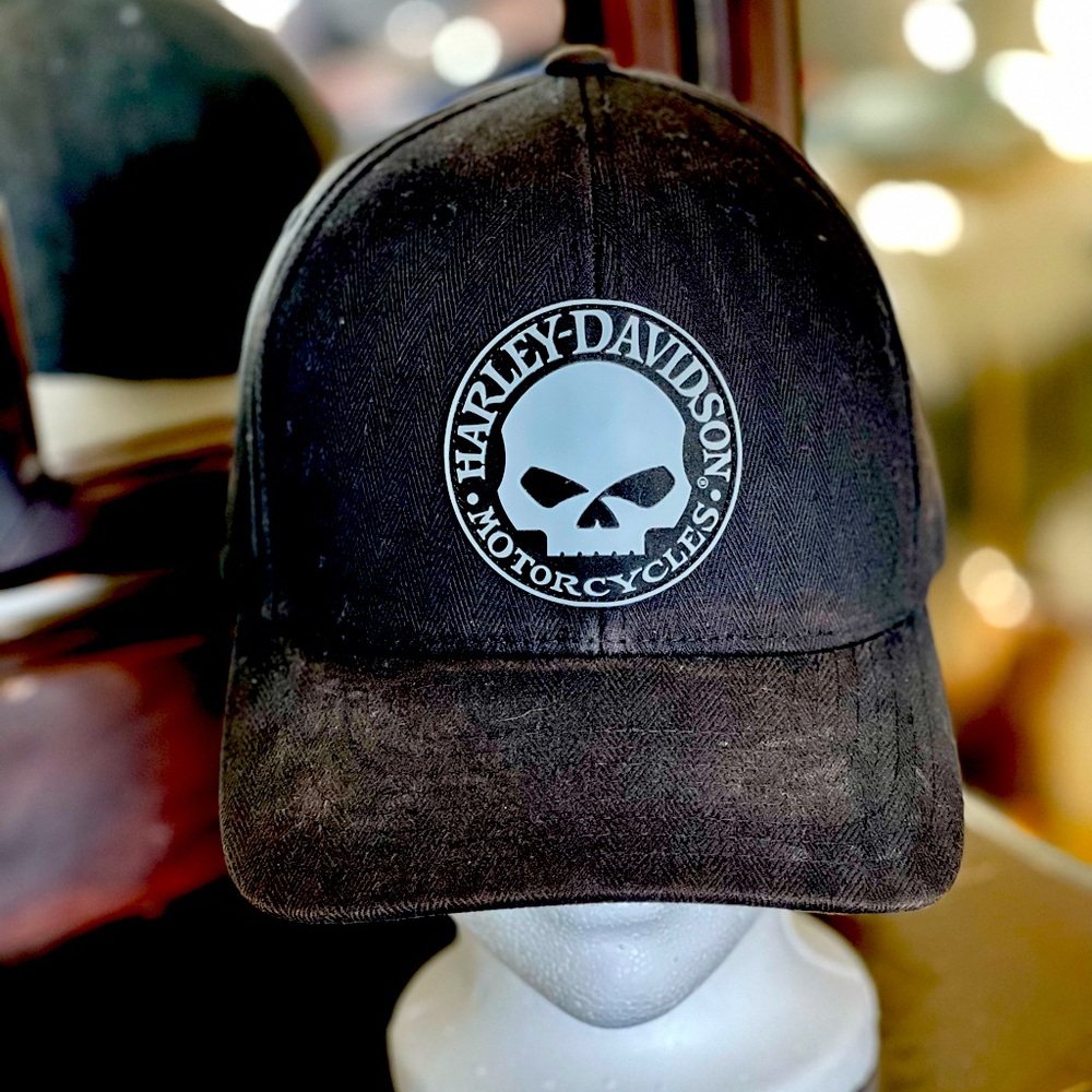 Unisex Harley Davidson Rubber Skull Black Hat